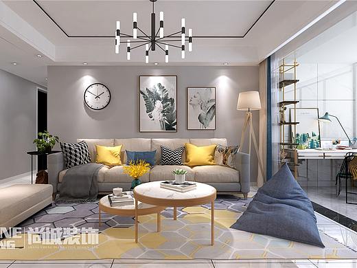 泰安鲁商中心130m²现代北欧风格装修设计效果图案例