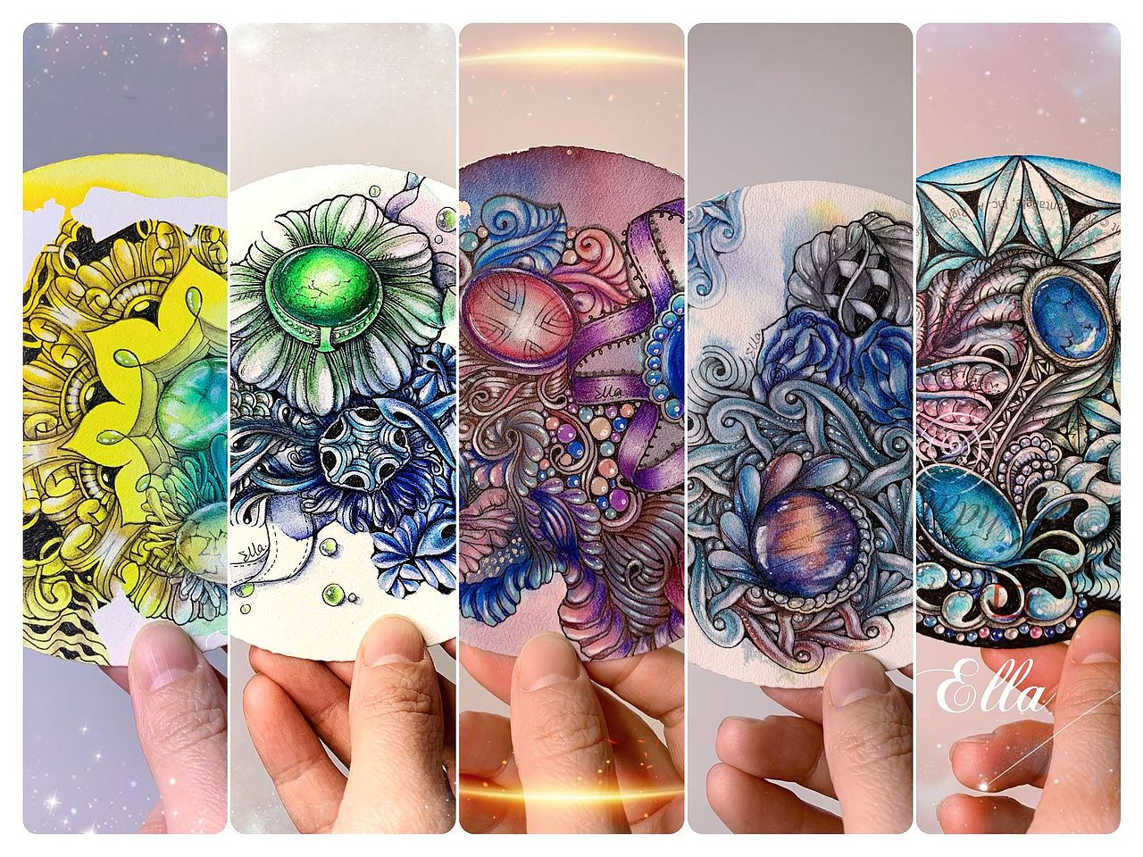 绿松石～染卡宝石禅陀罗05（图ZMzI4OTI4OTc2） - 其他 - 站酷设计师Ella禅绕花园原创素材 - 站酷ZCOOL