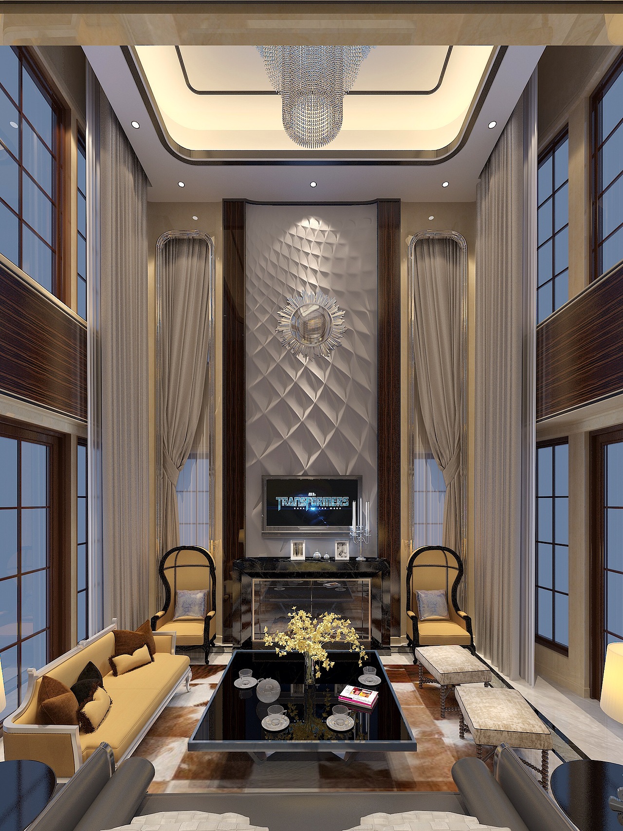 成都蔚蓝卡地亚别墅装修案例@仁物设计