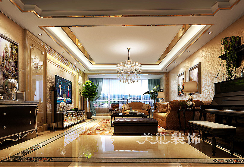 御翠园120平简欧奢华感装修,硬装21万主体端庄典雅