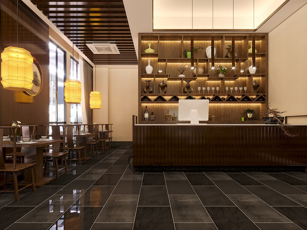 中式餐饮店（图ZMjI4Mzg0Mjcy） - 家装设计 - 站酷设计师Z00389290原创素材 - 站酷ZCOOL