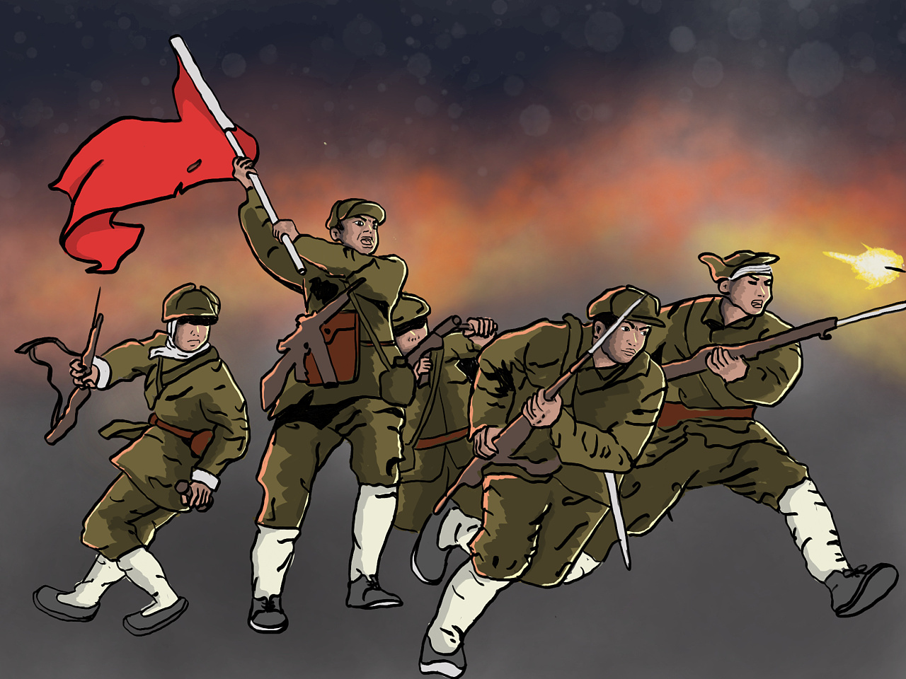 红色文化革命战争战士冲锋
