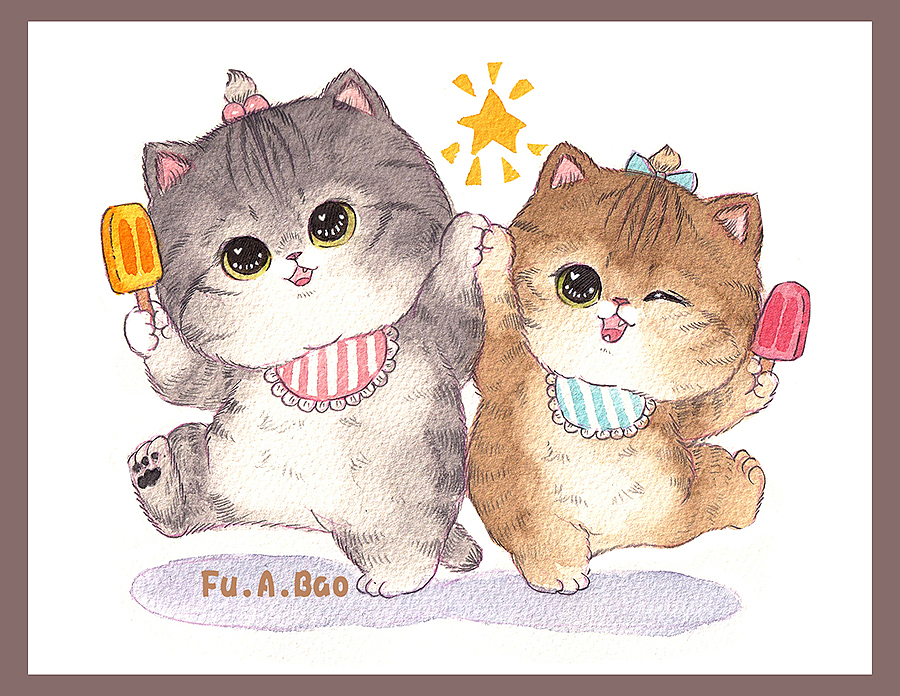 【我家猫不是喵】大傻Ni和卖萌Miu（图ZMjQyMjc1ODc2） - 商业插画 - 站酷设计师福阿包原创素材 - 站酷ZCOOL