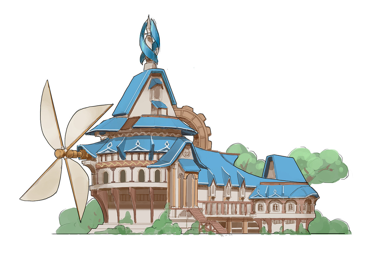 单体设计练习——磨坊（图ZMjA5MTc3MTY0） - 游戏原画 - 站酷设计师侯小侯原创素材 - 站酷ZCOOL