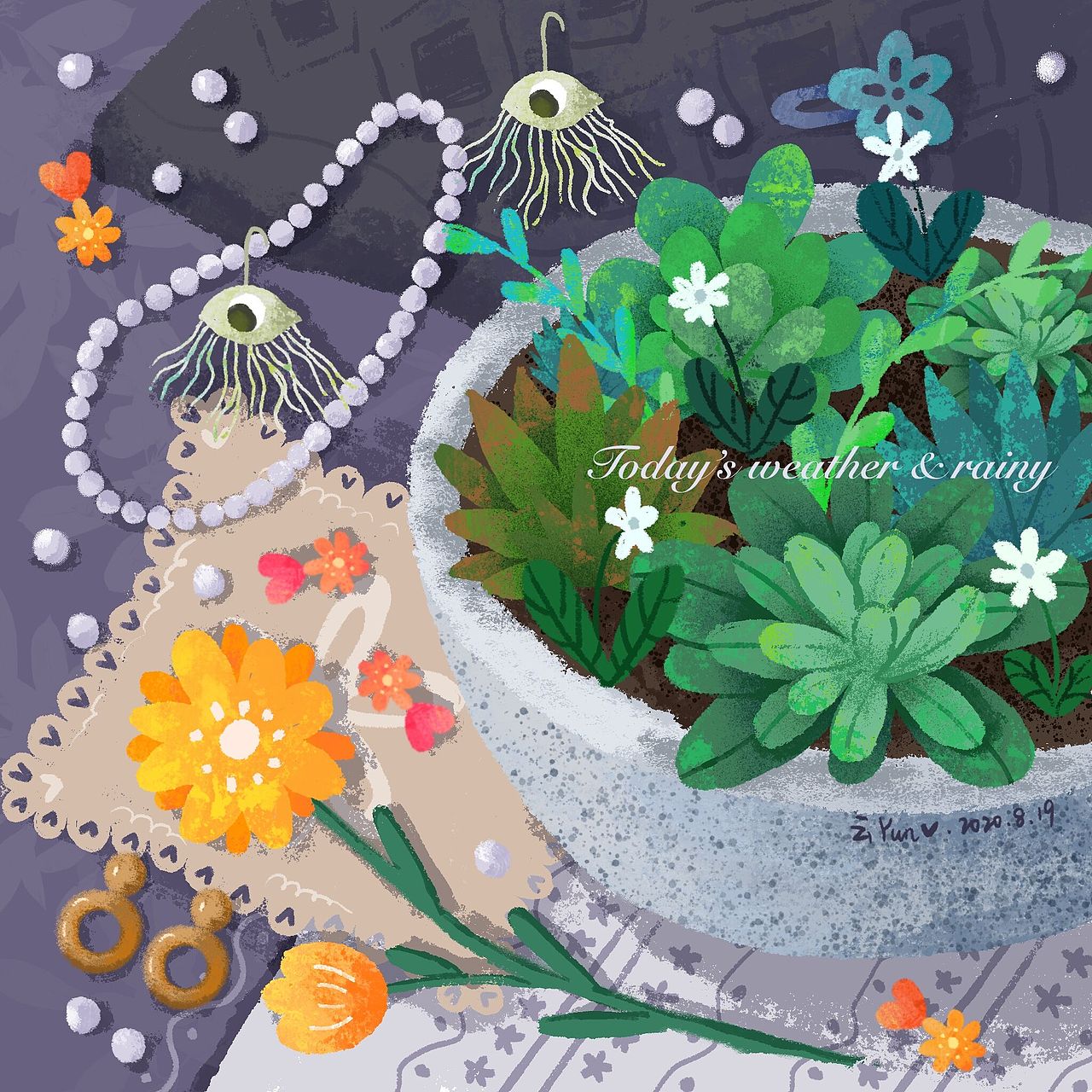 森系小兔子(小场景插画)