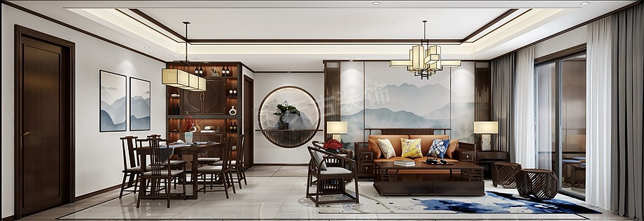 约克郡悦水岸150㎡大平层装修|新中式风格设计