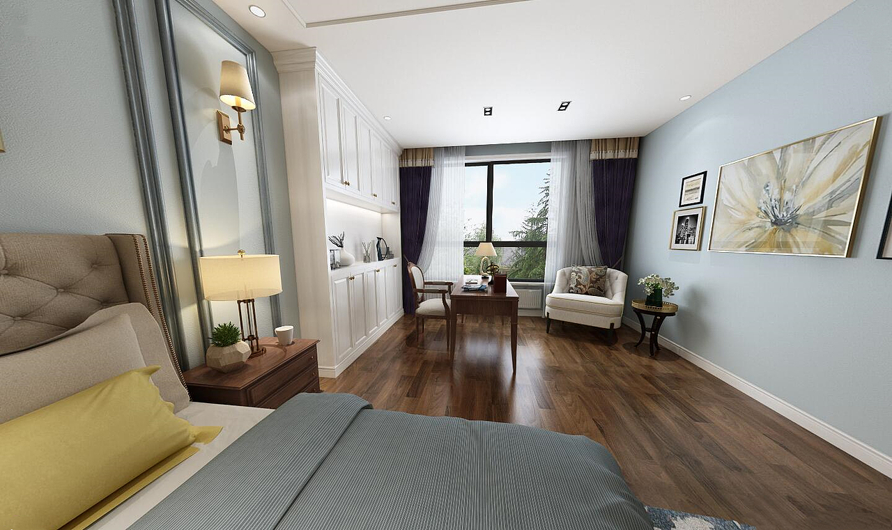 美式混搭风格主卧室装修设计