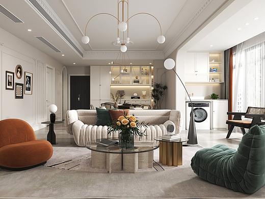 法式风格客餐厅效果图设计