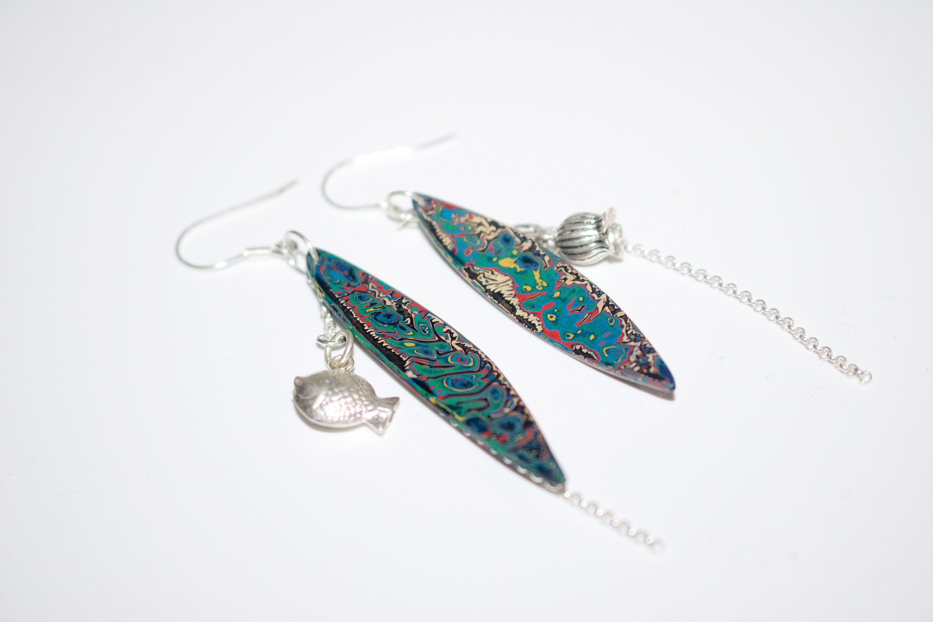 大漆脱胎耳环  落叶与漆俏佳人