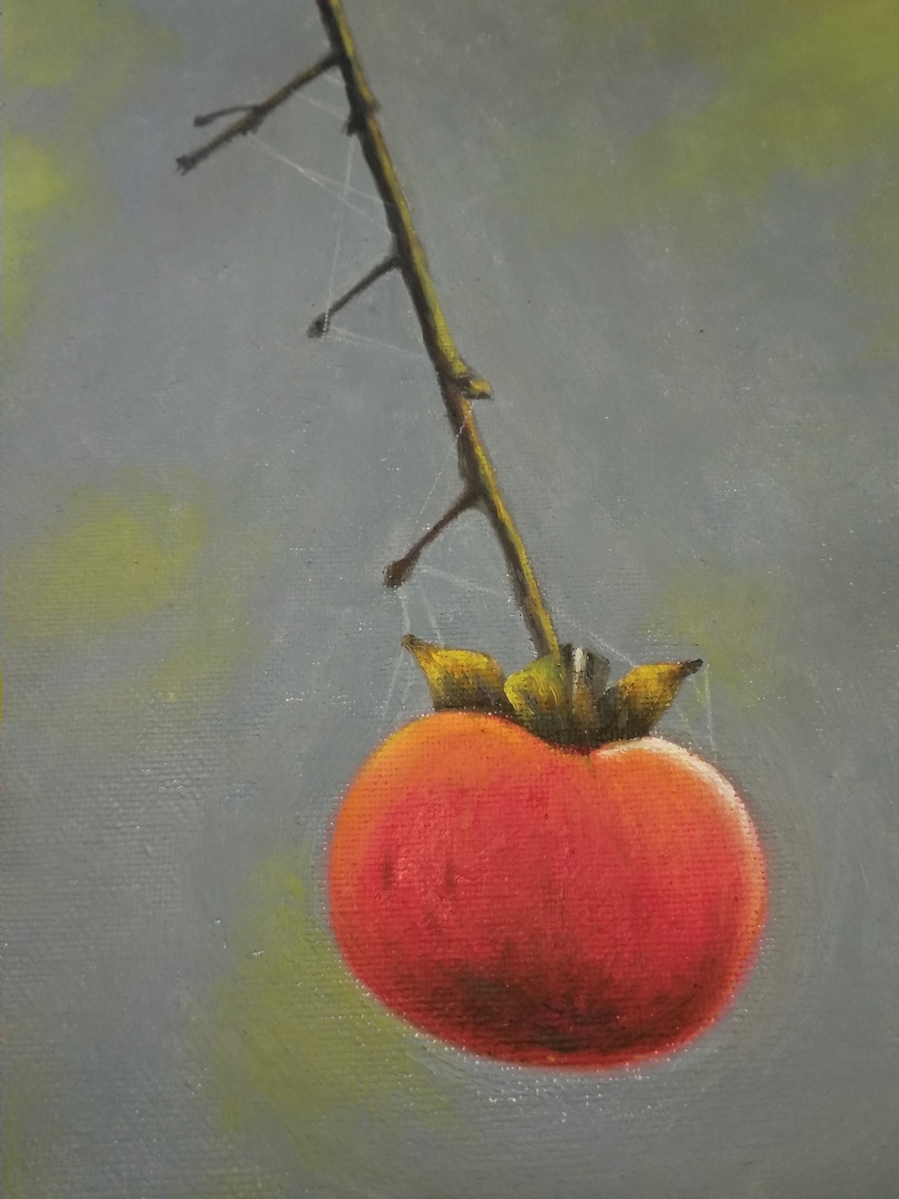 我的油画作品秋意柿子红