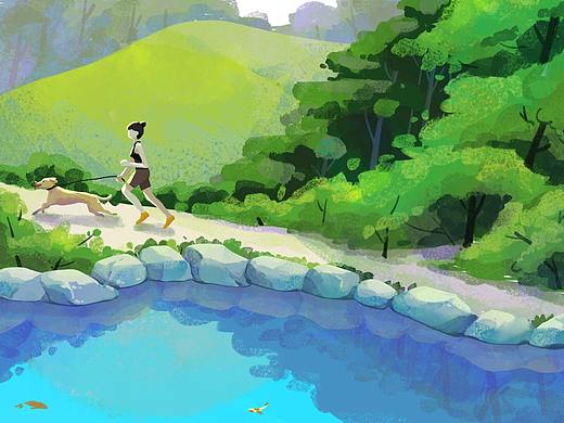 慢生活山野生活插画