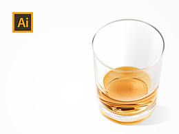 写实酒杯一只,AI渐变网格