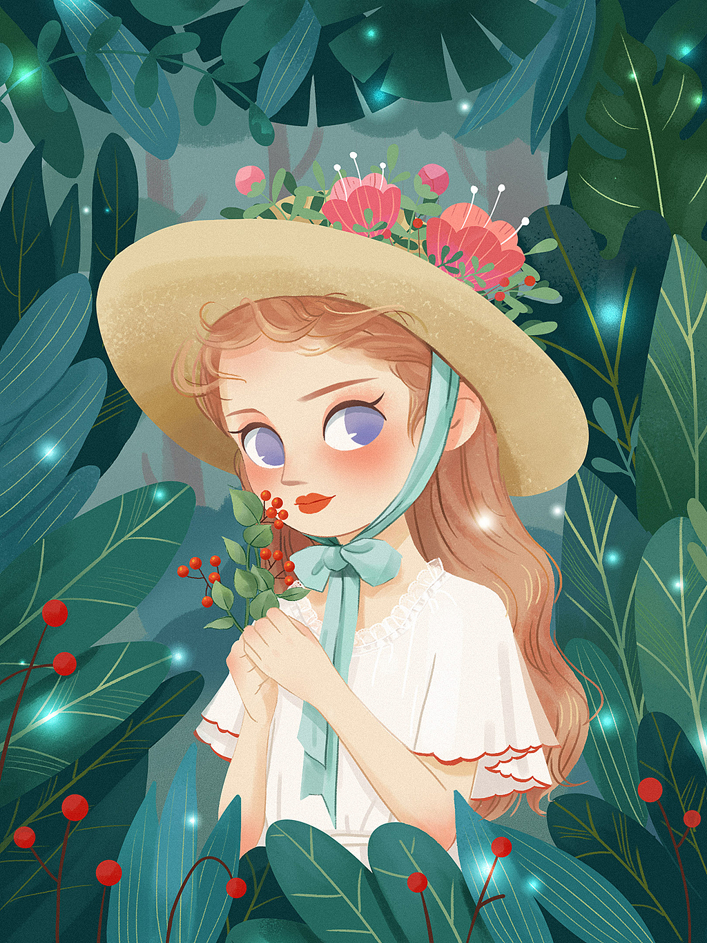 森系少女（图ZMjg0NjU1NzY4） - 创作习作 - 站酷设计师插画师乐夏原创素材 - 站酷ZCOOL