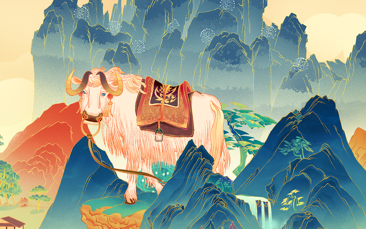 五牛绘|辛丑牛年新年插画（图ZMjM4Mzk2ODg4） - 商业插画 - 站酷设计师渐青光原创素材 - 站酷ZCOOL