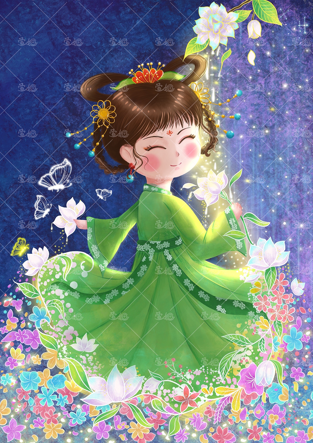 《流花》（图ZMjcyNjY5ODQw） - 儿童插画 - 站酷设计师宣婳原创素材 - 站酷ZCOOL