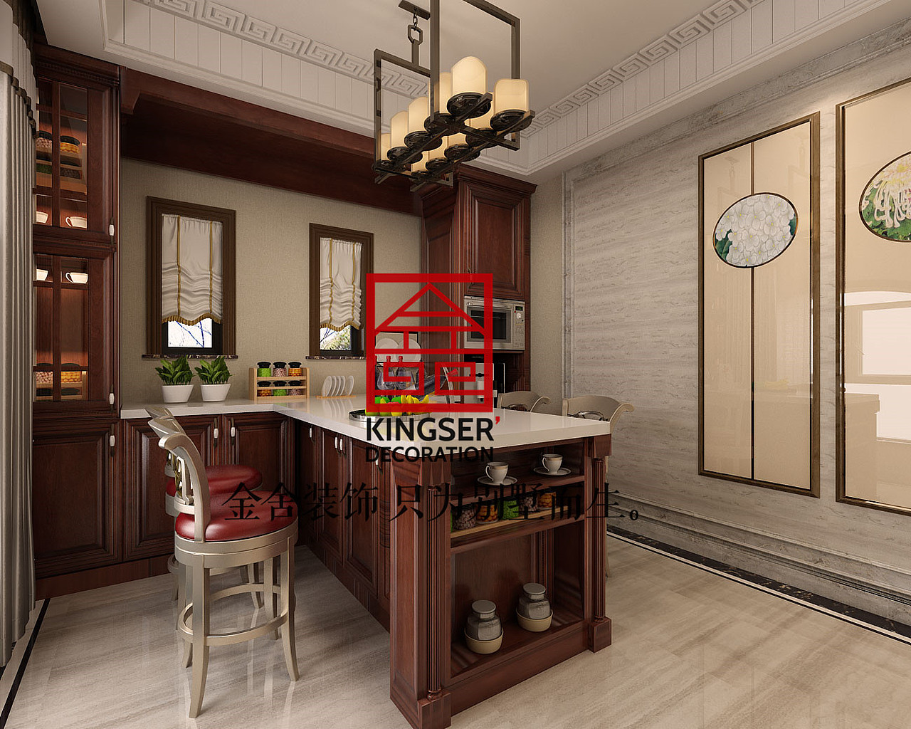 金舍装饰—西山一号—450平米—新中式风格—装修案例