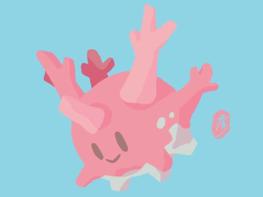 宝可梦太阳珊瑚扁平风头像插画