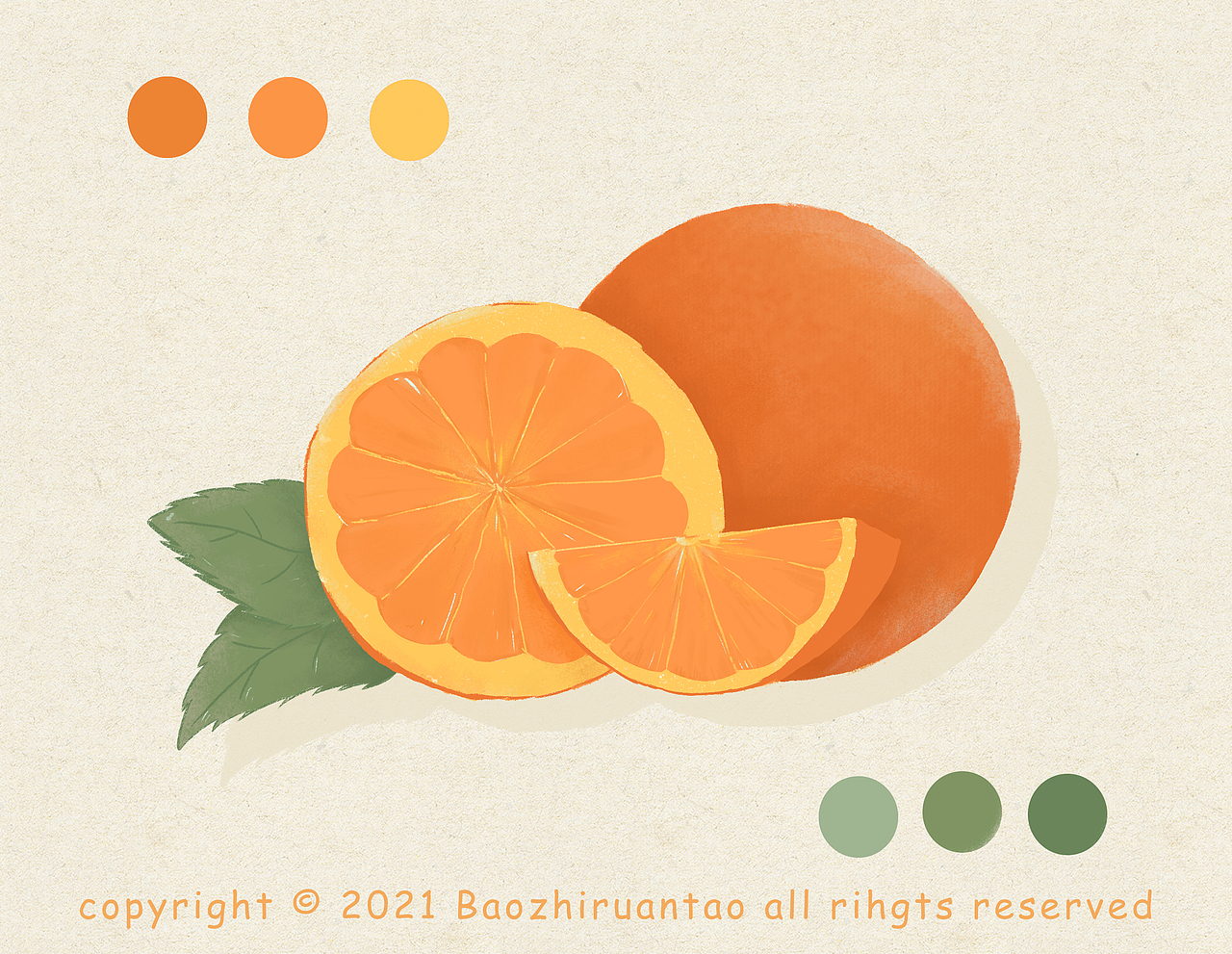 橙子（水果原创插画）（图ZMjQ2MzcxMzA0） - 商业插画 - 站酷设计师抱只软桃原创素材 - 站酷ZCOOL