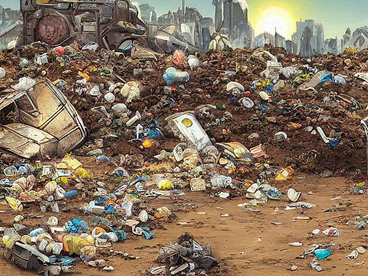 废土末日荒漠无人绝境废品废铁垃圾站停车场