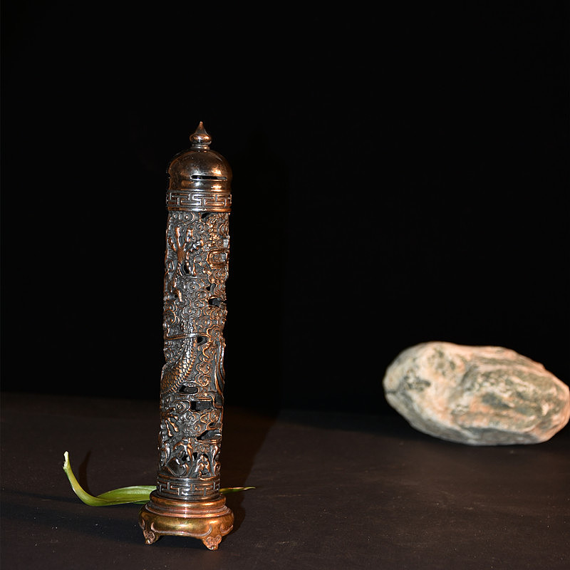 礼善往来紫铜龙纹熏香筒香笼