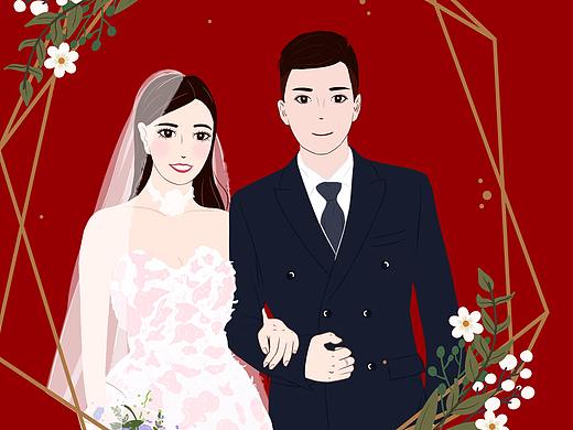 定制类婚礼请柬插画设计