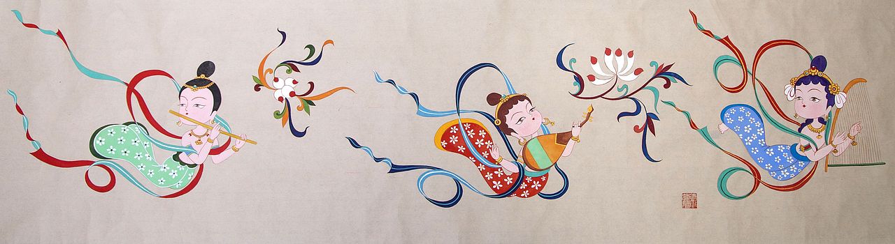 《敦煌小飞天图》（图ZMzM5NTE2NTA0） - 绘画 - 站酷设计师张小妹儿m原创素材 - 站酷ZCOOL