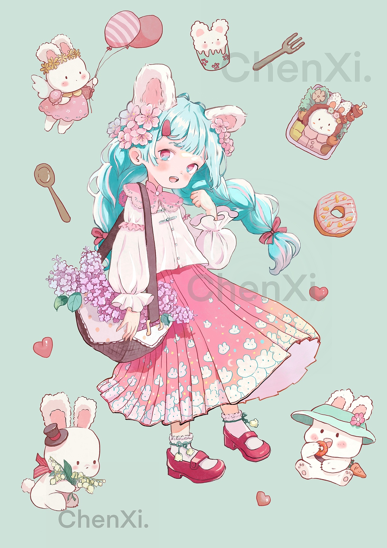 可爱四季女孩加九个小可爱