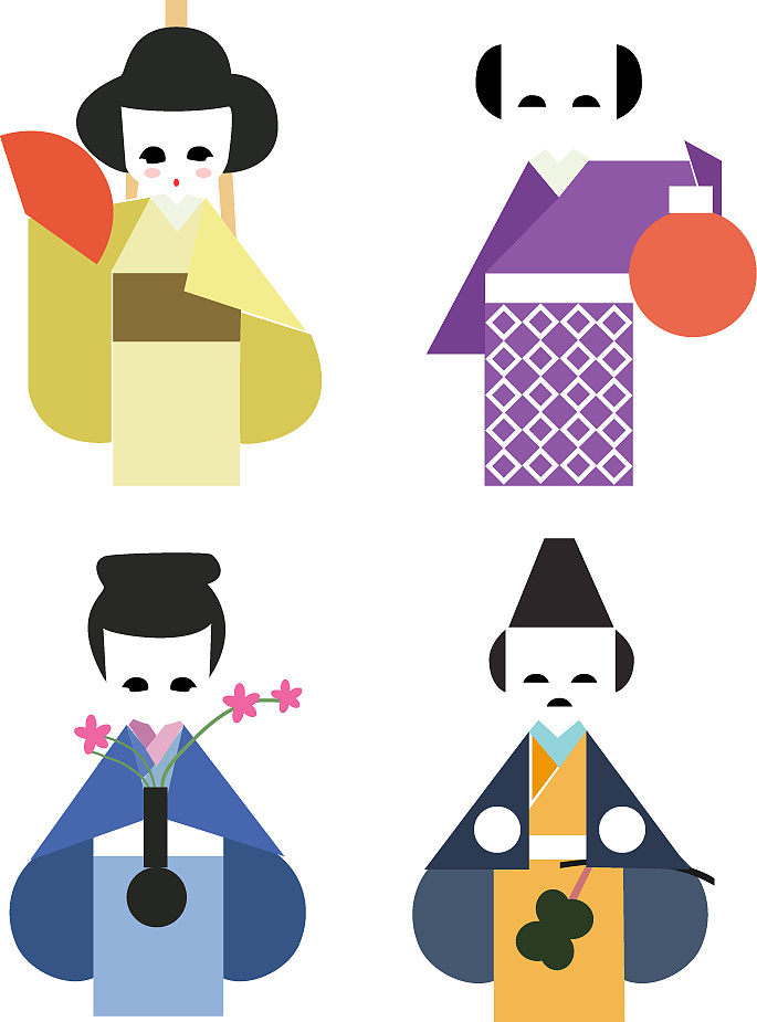 日本元素 日本人物 插画