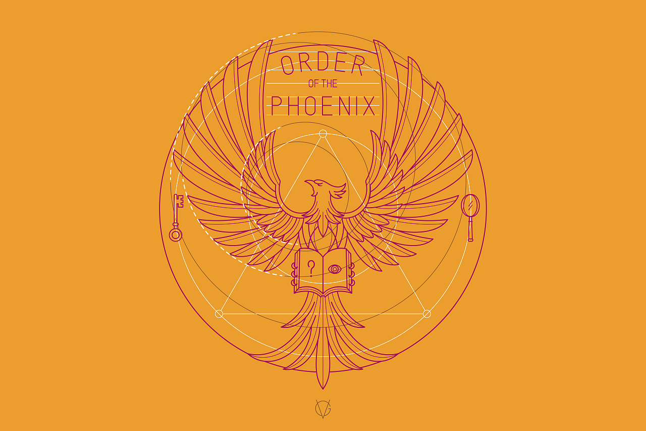 徽章logo设计-凤凰社剧本杀-复古风格