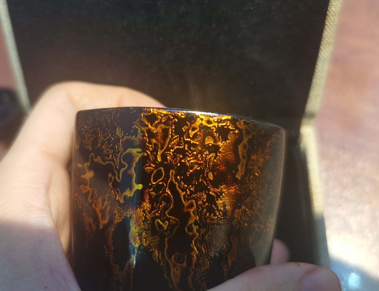 大漆白瓷茶杯