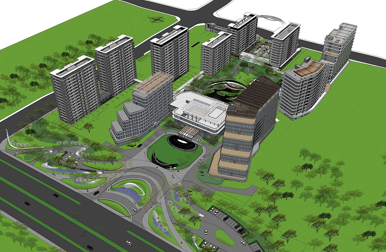 诸暨康养小镇示范区景观SU模型下载