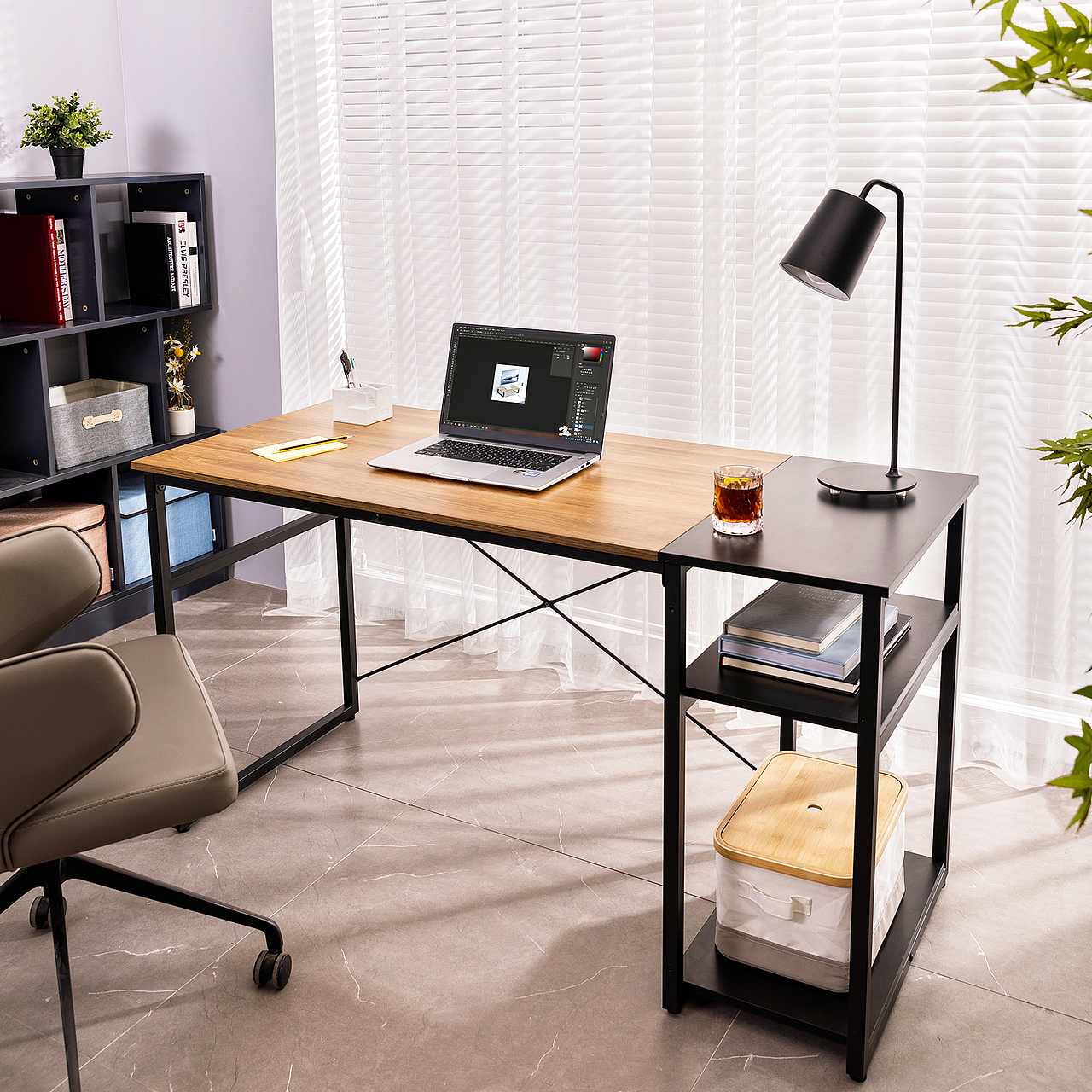 跨境电商作品展示-实拍家具-双拼写字桌