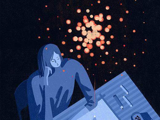 编辑类插图：笔尖纸间的力量