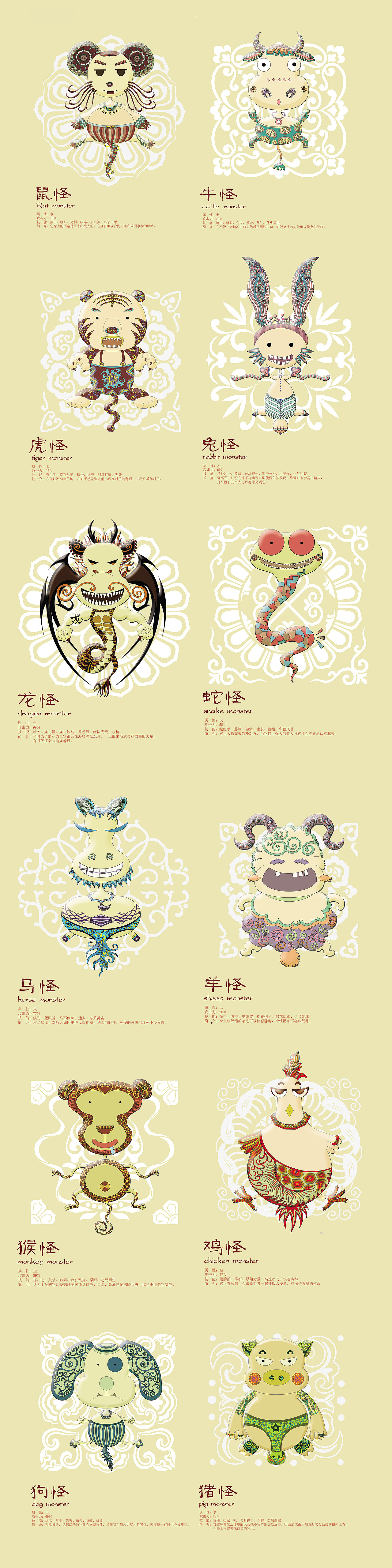 生肖怪（图ZNDk3ODI5OTI=） - 新锐潮流插画 - 站酷设计师jasmin茉莉花姐姐原创素材 - 站酷ZCOOL