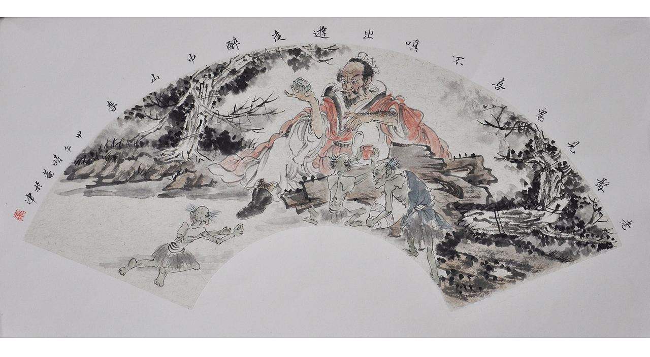 中国画扇面（图ZMjIxMDUwMTY=） - 绘画 - 站酷设计师罗山山人_沙弥原创素材 - 站酷ZCOOL