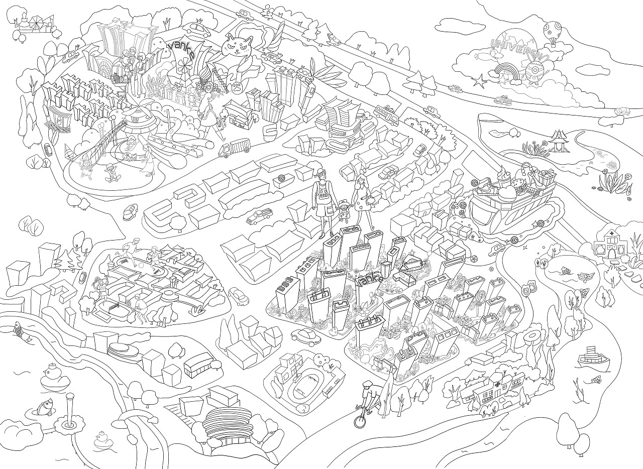 为万科城市之光·东望绘制的手绘地图关注私信版权北京/插画师/319天