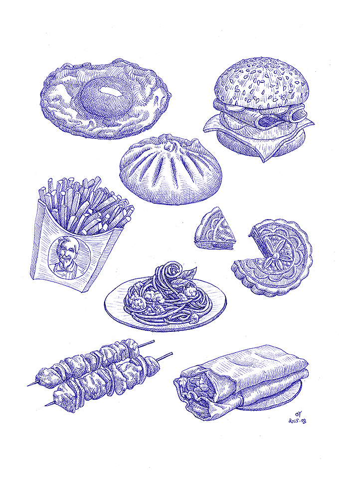 OY圆珠笔画：衣食住行用（图ZMzI3MjI4MDg=） - 艺术插画 - 站酷设计师欧阳鹏杰_OY原创素材 - 站酷ZCOOL