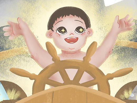插画习作丨乘风破浪的宝宝