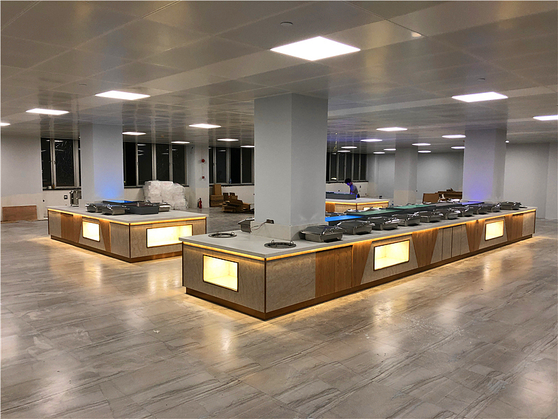 单位食堂自助餐台设计 范围食堂取餐台定制 自助取餐台