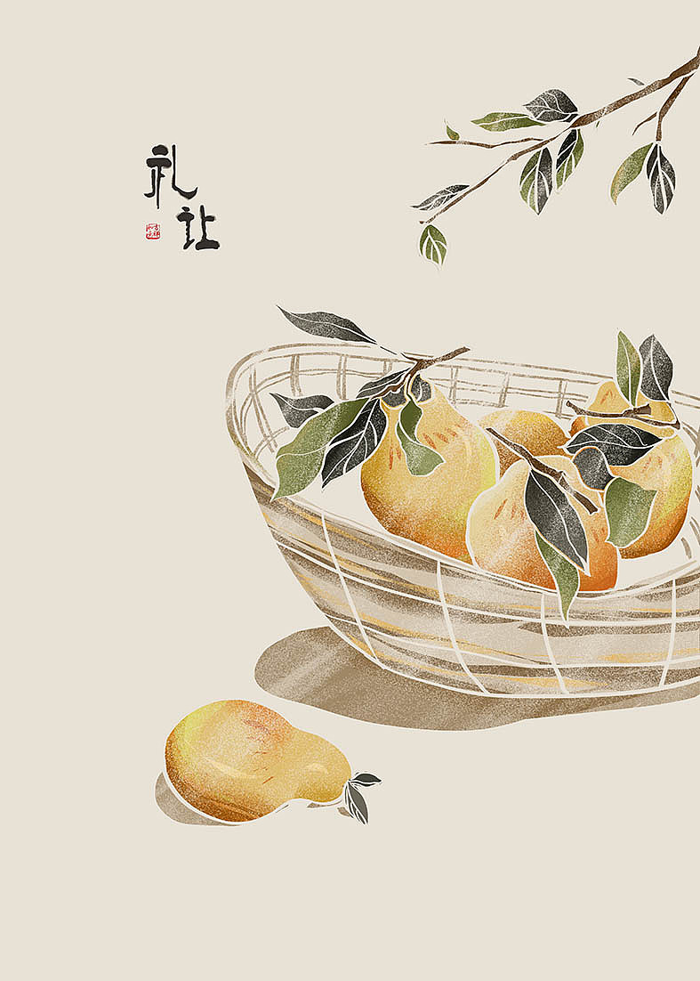 仿版画水果系列（图ZMjYwMDI1MDE2） - 商业插画 - 站酷设计师霏霏阿霏原创素材 - 站酷ZCOOL