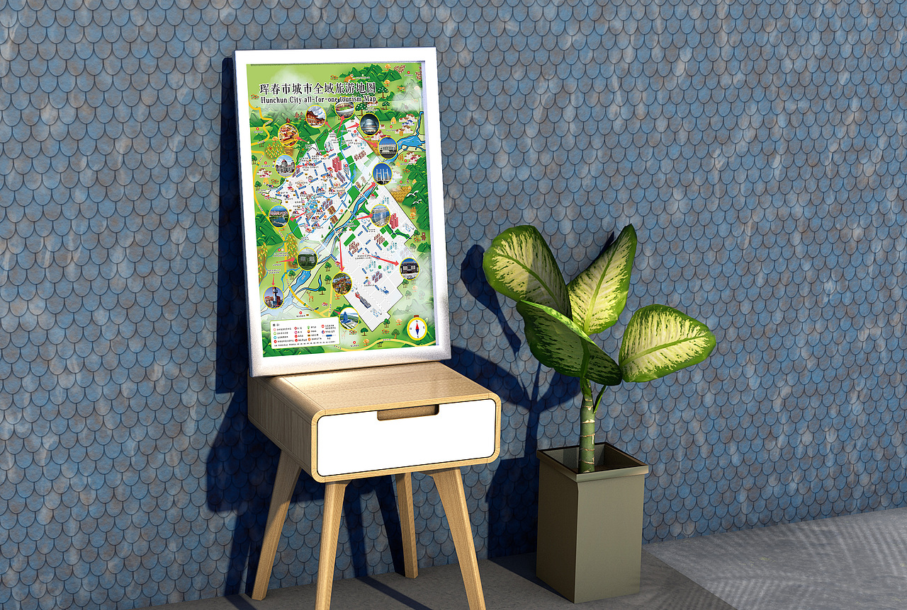 珲春市全域旅游指导手册手绘地图