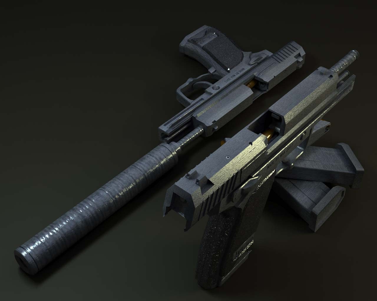 GLOCK17 VS HK USP45手枪建模渲染
