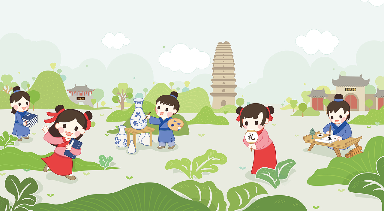 中國(guó)傳統(tǒng)文化體驗(yàn)項(xiàng)目宣傳插畫(huà)（圖ZMTg2Njg2MDY0） - 商業(yè)插畫(huà) - 站酷設(shè)計(jì)師插畫(huà)師酸酸原創(chuàng)素材 - 站酷ZCOOL