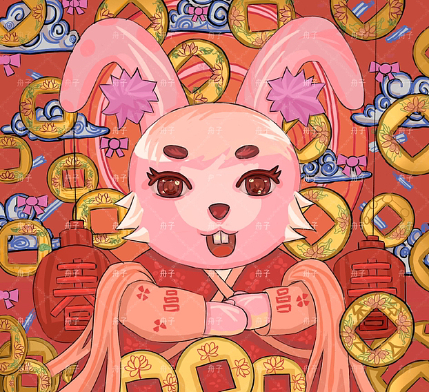 新年，兔子，插图（图ZMzE3NTIyOTY4） - 商业插画 - 站酷设计师舟子只原创素材 - 站酷ZCOOL