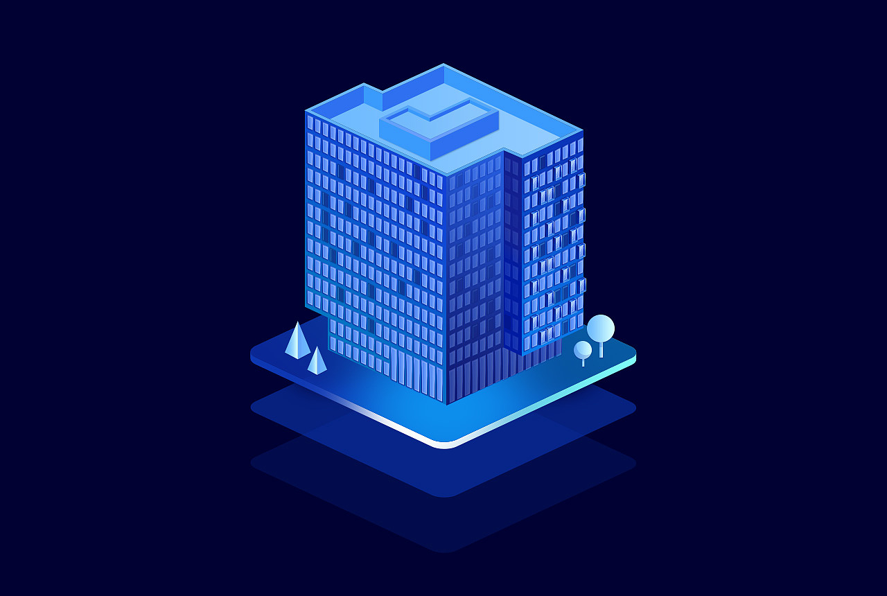 2.5D科技感建筑图标