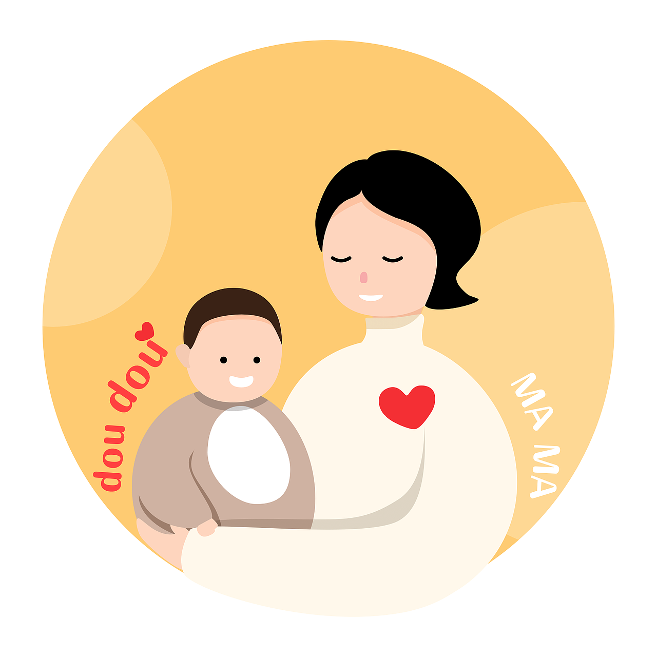 妈妈与宝宝扁平插画