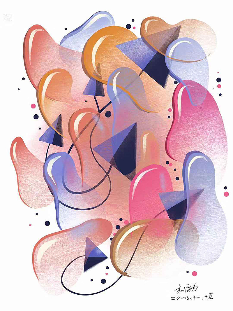 抽象泡泡,很好的创意作品,用PAD手绘临摹