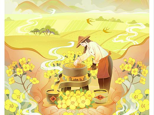油菜花包装插画