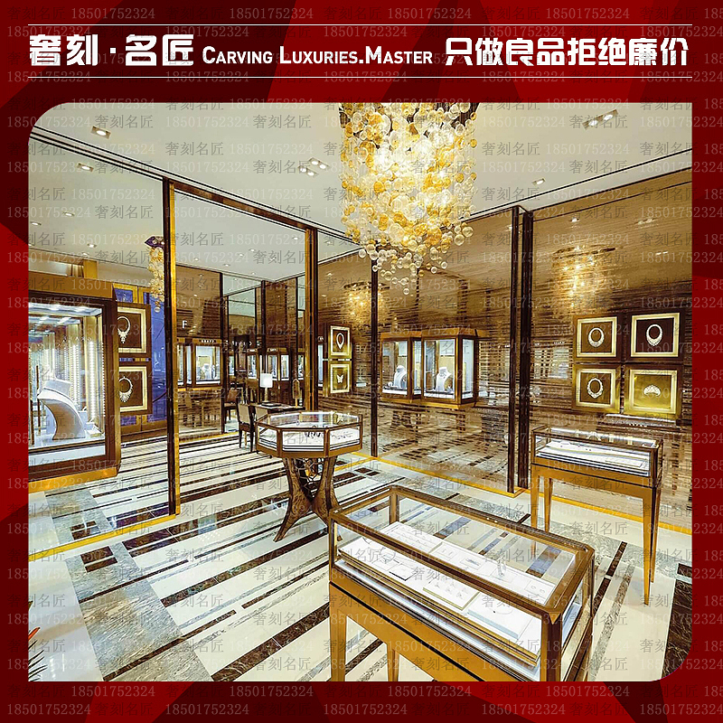 金属不锈钢镜面高端珠宝会所橱窗高柜珠宝展柜柜台定制