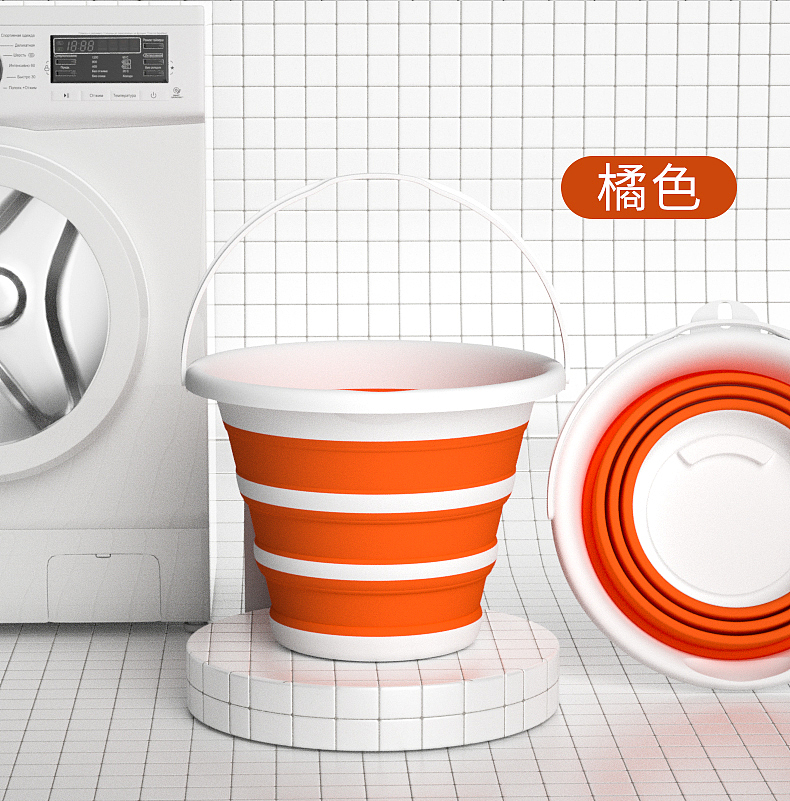 日用百货商品三维建模渲染,折叠水桶塑料便携储水车载